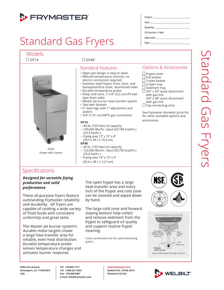 Frymaster Gas Fryer (Floor) - GF40