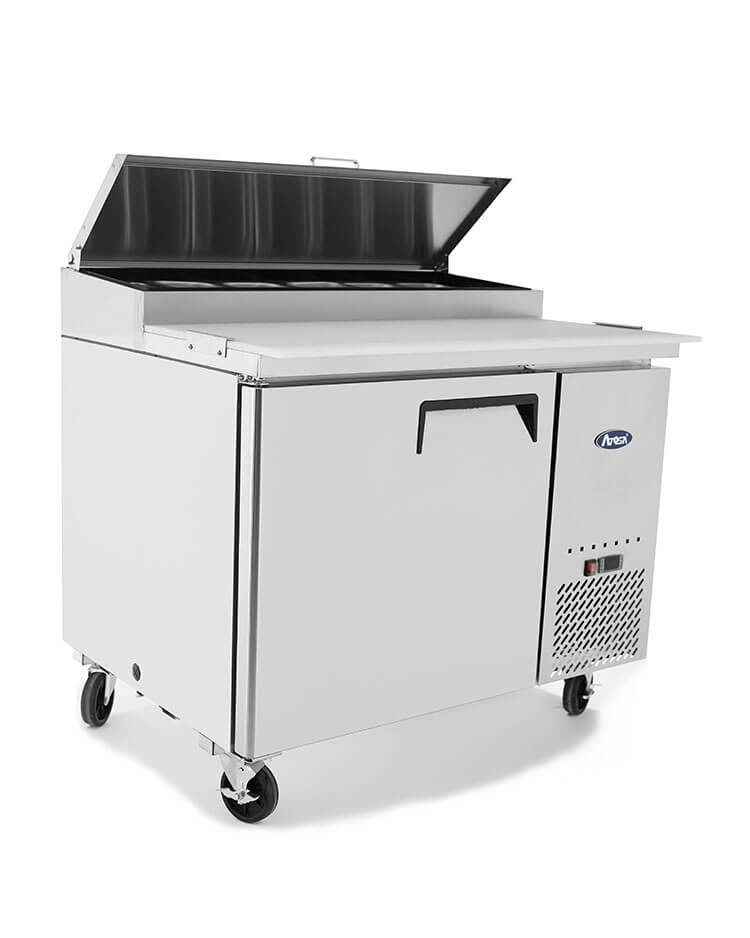 MPF8201GR 44″ Refrigerated Pizza Prep Table side view open top