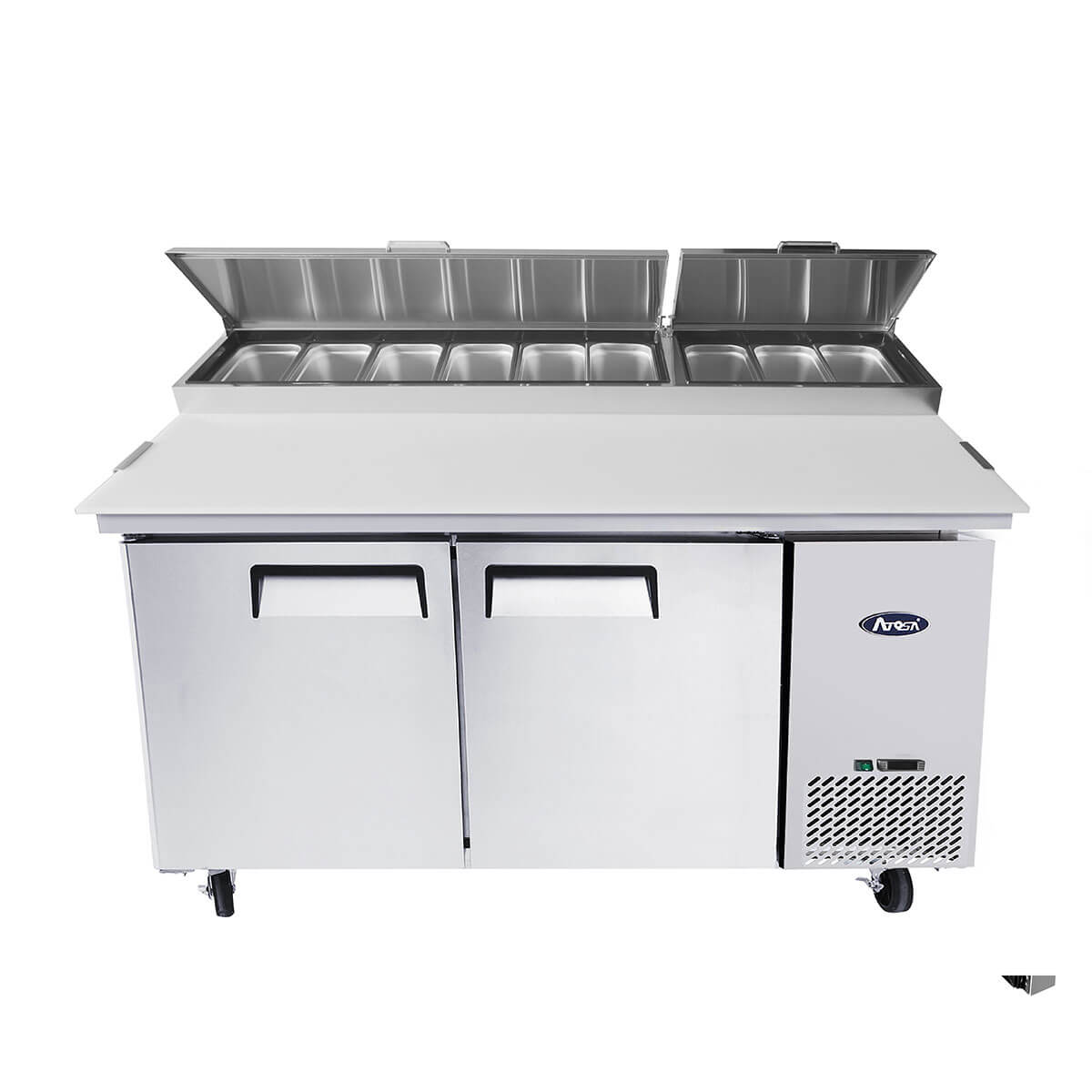 MPF8202GR 67″ Refrigerated Pizza Prep Table open top