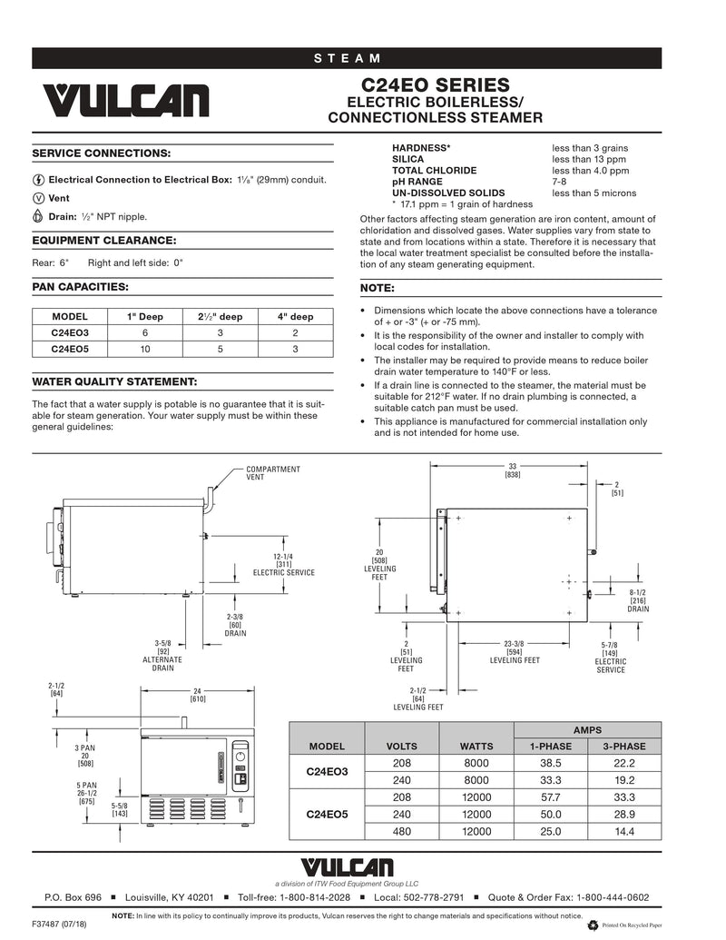 Vulcan Countertop Steamer - C24EO5