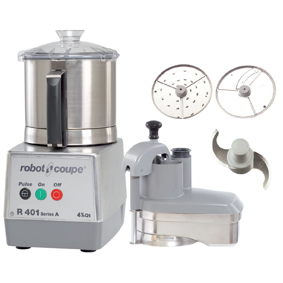 Robot Coupe R401 1 Speed Continuous Feed Food Processor w/ 4 1/2 qt Bowl, 120v