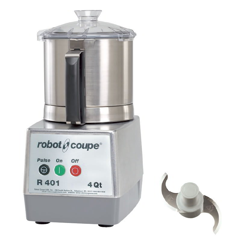 Robot Coupe R401B Cutter Mixer w/ 4 1/2 qt Stainless Bowl, Smooth Edge S Blade & 1 Speed