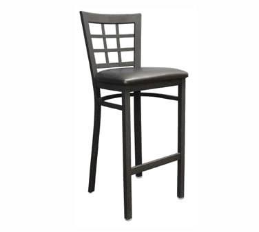 ATS Indoor Bar Stool 85-BS BVS features a 9 grid back and upholstered seat.