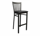 ATS Indoor Bar Stool 87-BS BVS with slat back and upholstered seat.