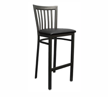 ATS Indoor Bar Stool 87-BS BVS with slat back and upholstered seat.