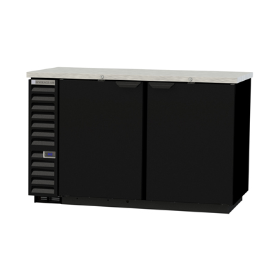 Beverage Air Back Bar Refrigerated Cabinet BB58HC-1-B features a stainless steel top and black exterior finish.