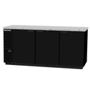 Beverage Air Back Bar Refrigerated Cabinet BB78HC-1-B features three sections, steel shelves, and a black exterior finish.