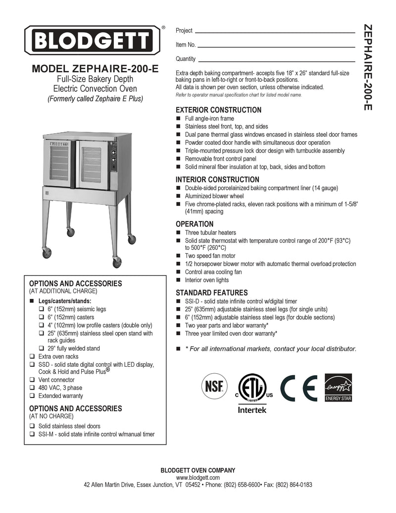 Blodgett Convection Oven - ZEPH-200-E DBL