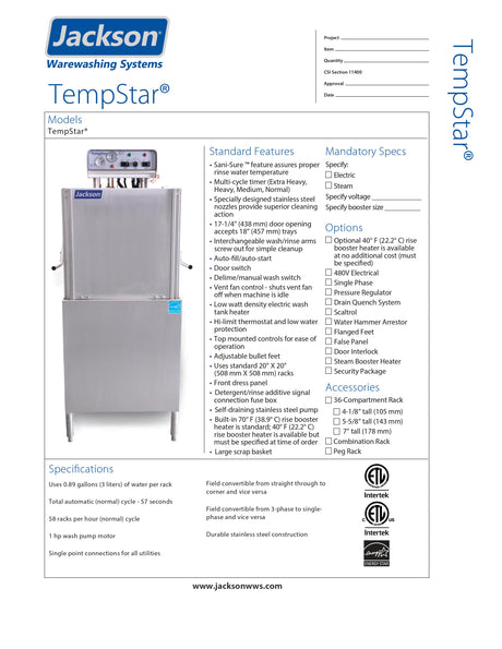 Jackson Dishwasher - Door Type - Tempstar