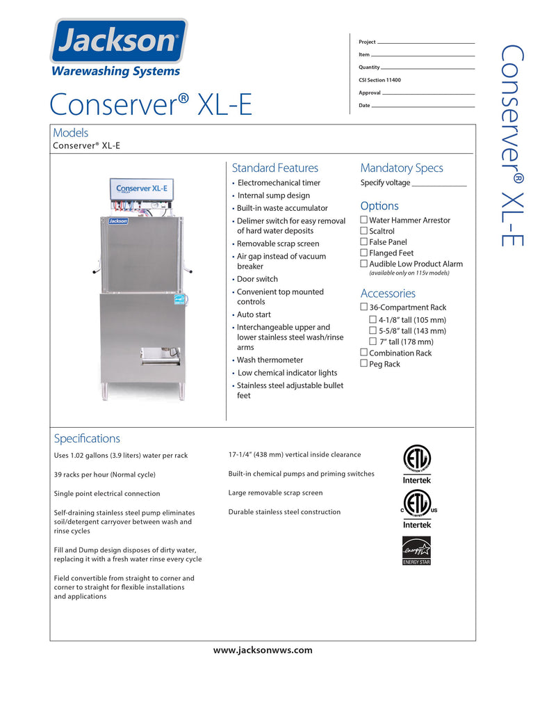 Jackson Dishwasher - Door Type - Conserver XL-E