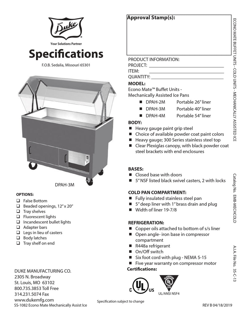 Duke Serving Counter - Cold Food - DPAH-3M