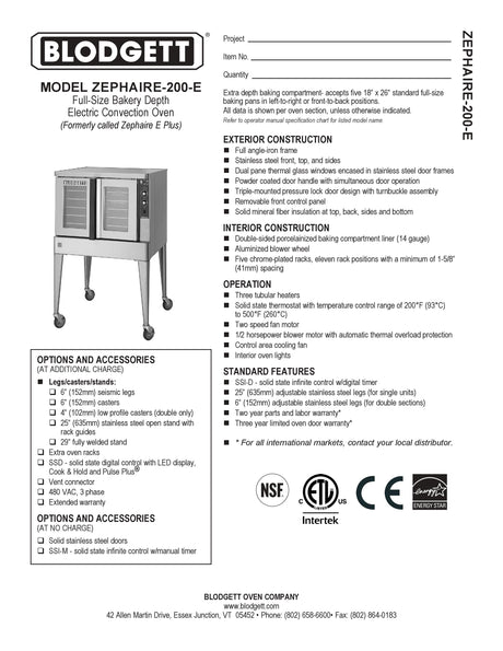 Blodgett Convection Oven - ZEPH-200-E SGL