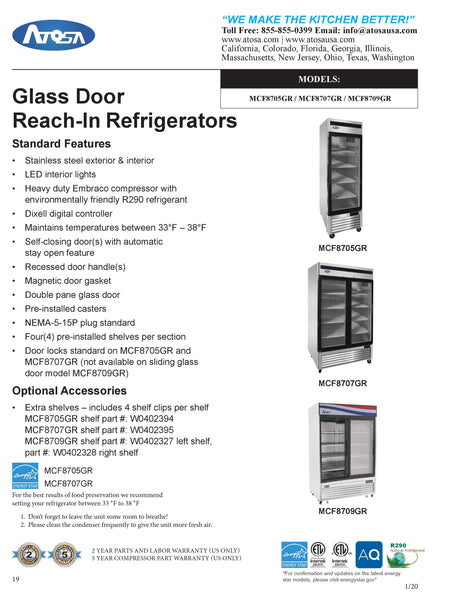 Atosa Merchandiser Refrigerator - MCF8705GR