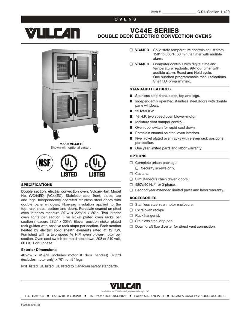 Vulcan Convection Oven - VC44ED