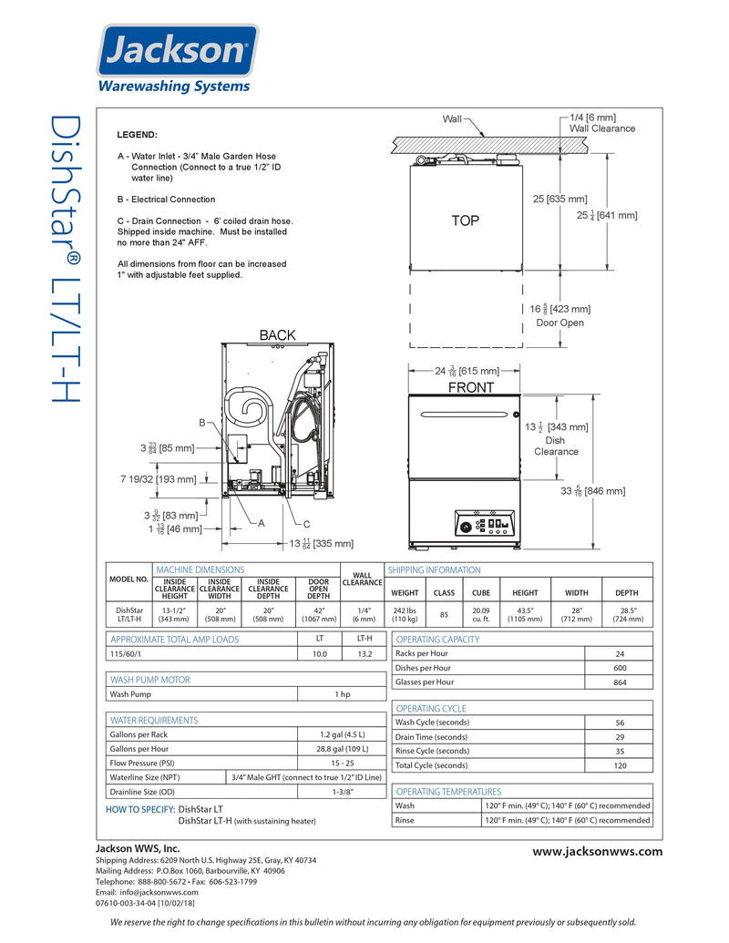 Jackson Dishwasher - Undercounter - Dishstar LT