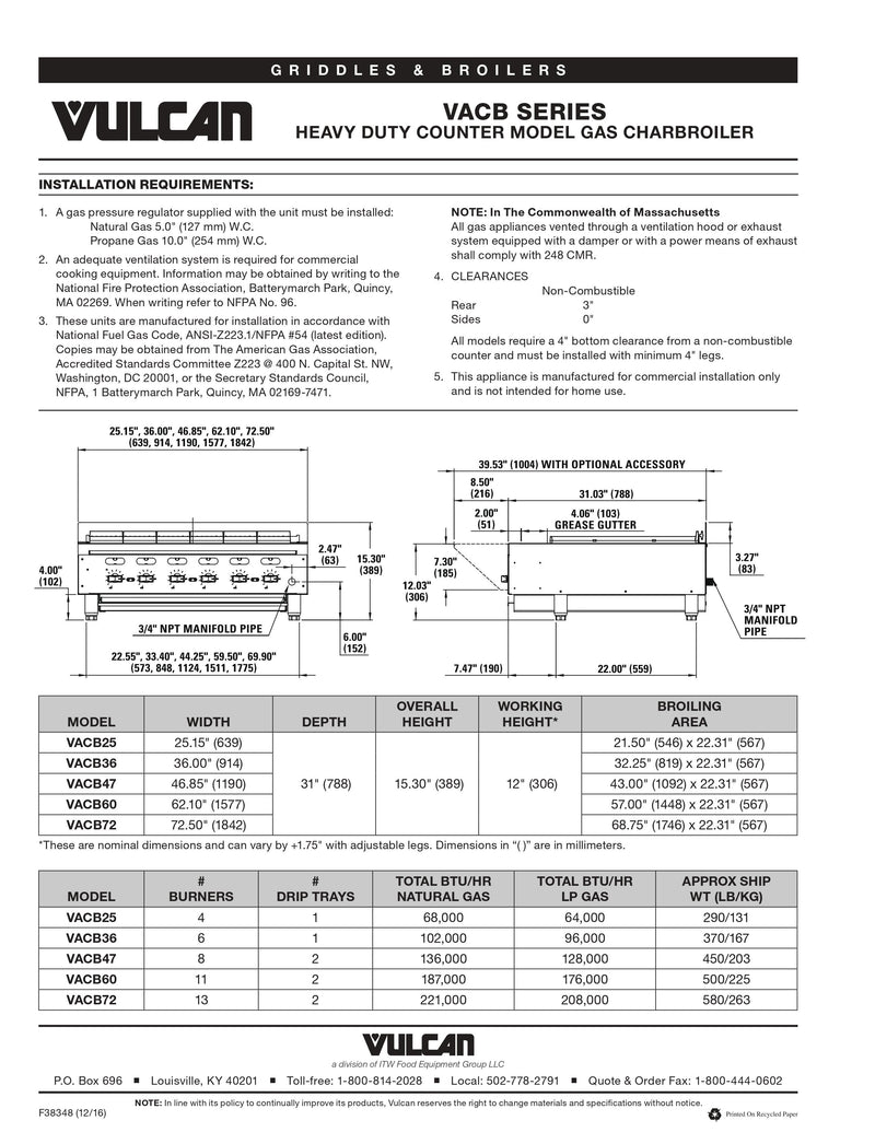Vulcan Achiever Gas Charbroiler - VACB72