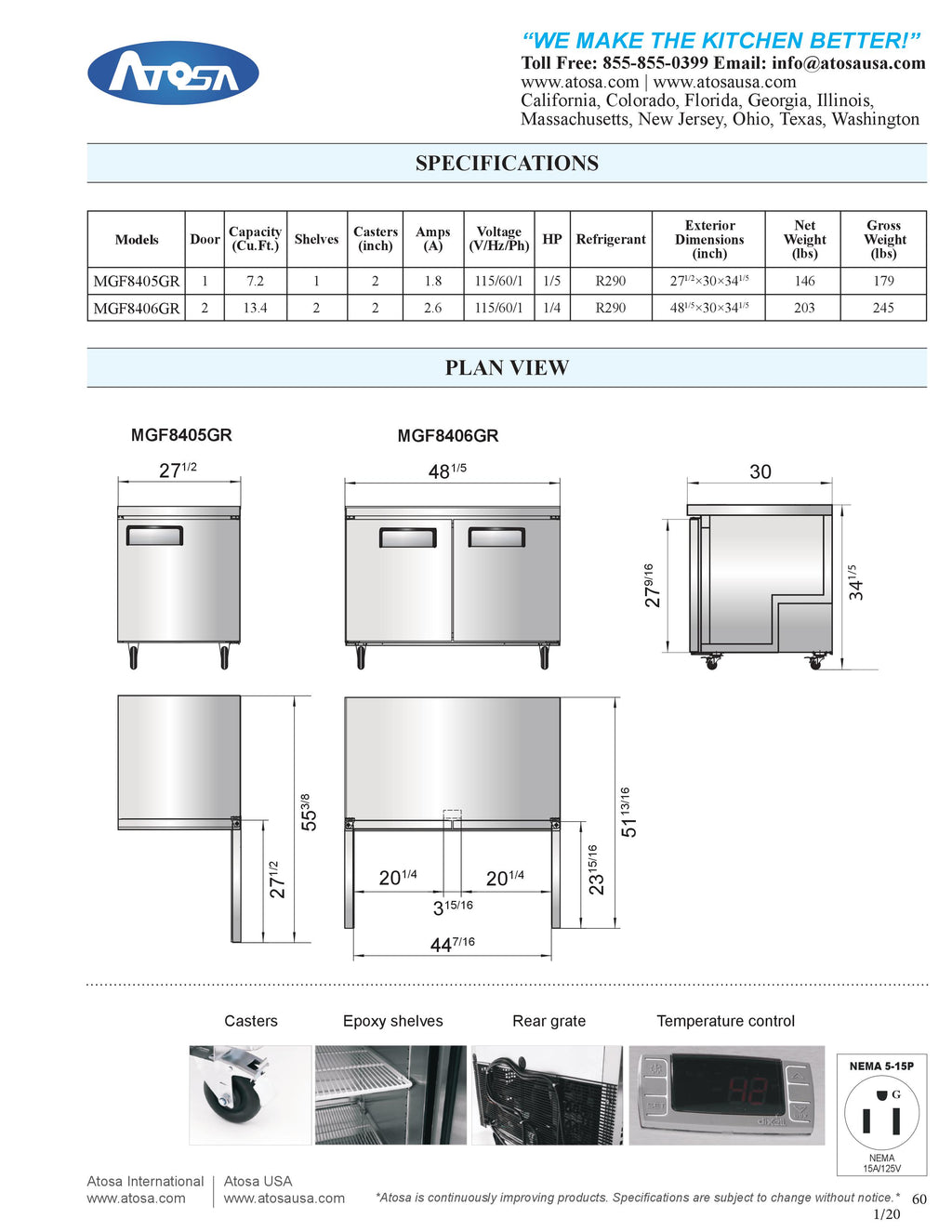 Atosa MGF8406GR 48 Undercounter Freezer