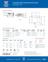 PX Series countertop electric pizza oven spec sheet